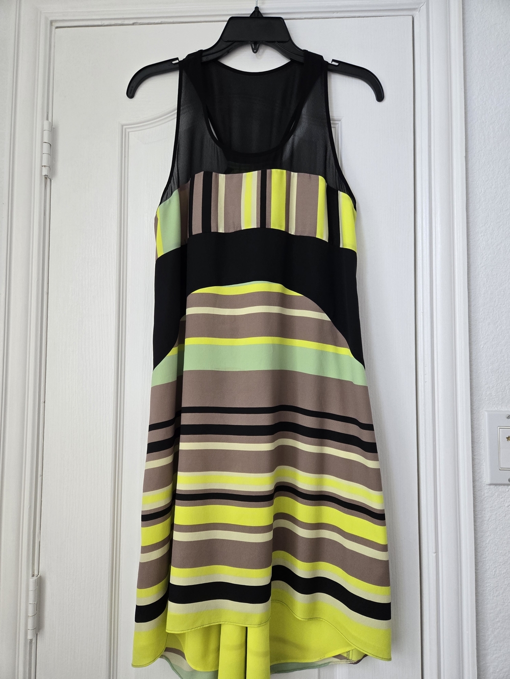 Jessica Simpson Black, Yellow Striped High-Low Dress - Size 2
